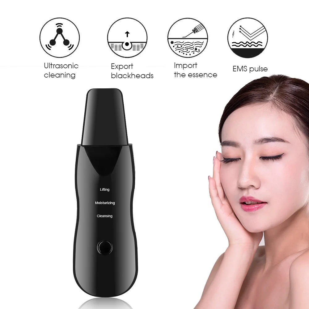 Ultrasonic Vibration Facial Skin Scrubber – Deep Clean Pore Care & Glow Tool