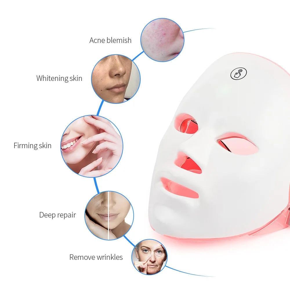 7-Color LED Light Therapy Facial Mask – Rechargeable Skin Rejuvenation & Glow Care