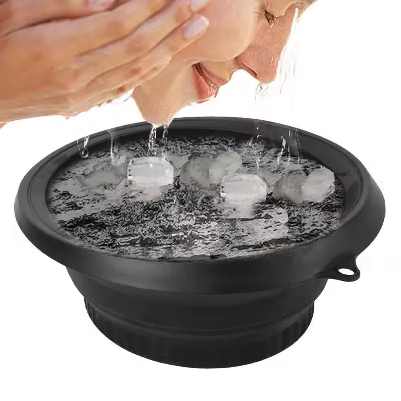 Portable Foldable Face Ice Bath Bowl for Facials, Cold Compress Ice Therapy Wash Basin with Ice Tray, Skincare Beauty Tool