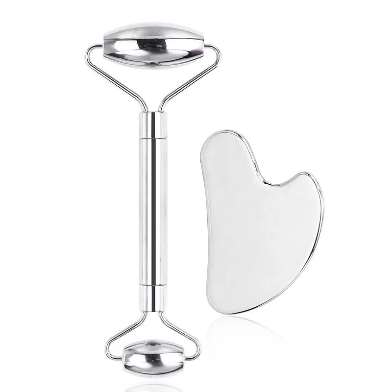 Icy Face™ 3-in-1 Stainless Steel Cooling Set — Ice Roller, Gua Sha & Facial Massage Tool