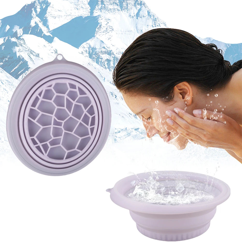Portable Foldable Face Ice Bath Bowl for Facials, Cold Compress Ice Therapy Wash Basin with Ice Tray, Skincare Beauty Tool