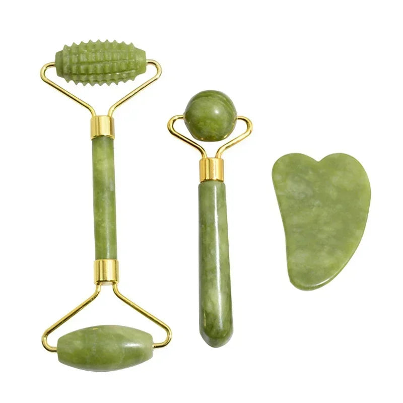Icy Face™ 3-Piece Natural Jade Roller & Gua Sha Lifting Set