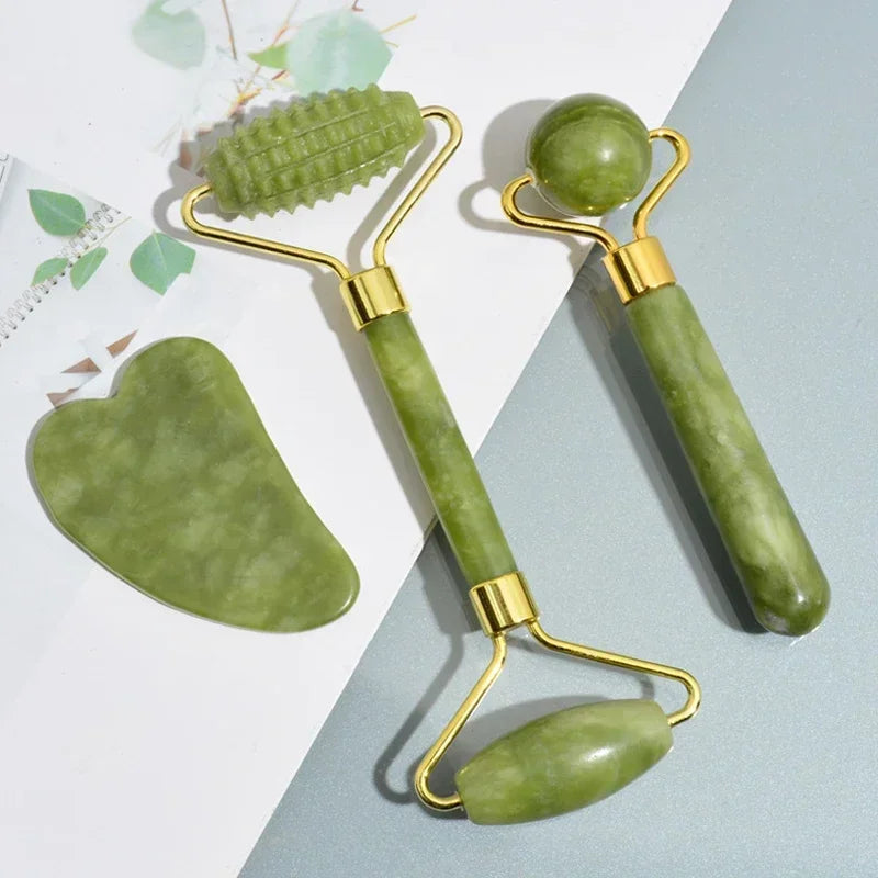 Icy Face™ 3-Piece Natural Jade Roller & Gua Sha Lifting Set