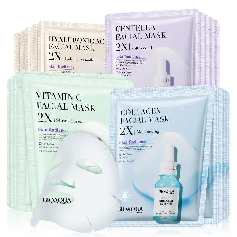 BIOAQUA Centella Collagen Face Mask (20-Pack) – Hydrating, Calming & Glow Boost Sheet Masks