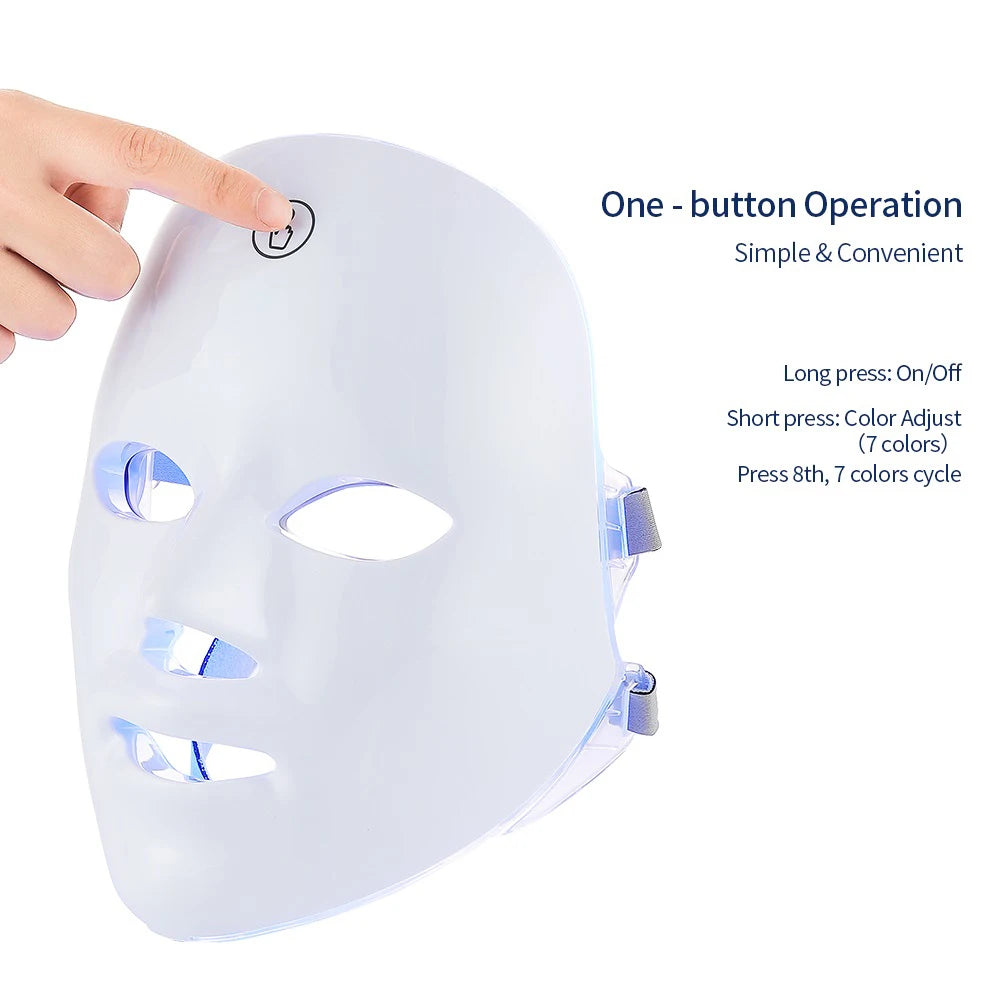 7-Color LED Light Therapy Facial Mask – Rechargeable Skin Rejuvenation & Glow Care